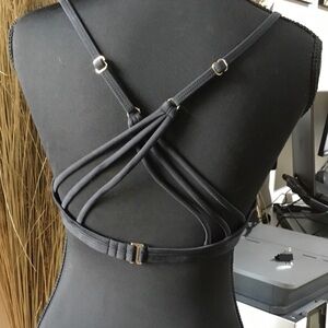 RELLECIGA Black Strappy Bikini Top